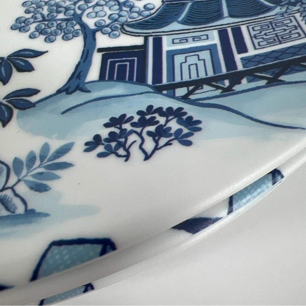 Shabby Chic Melamine Chinoiserie Dinner Plates Blue Willow 11